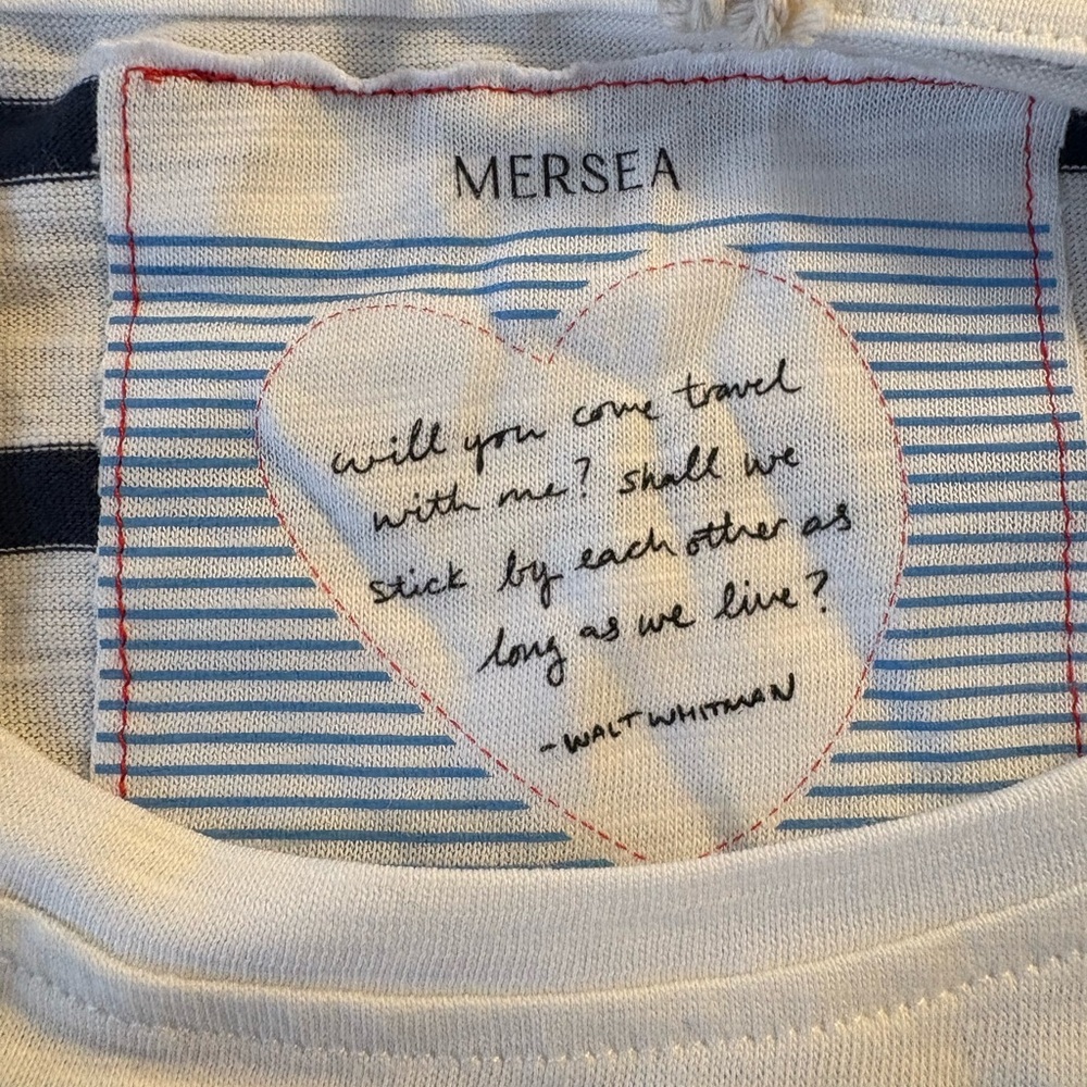 NWT Mersea Catalina Slub Tee - Striped Navy and Cream Long Sleeve Amour Top - Picture 3 of 4